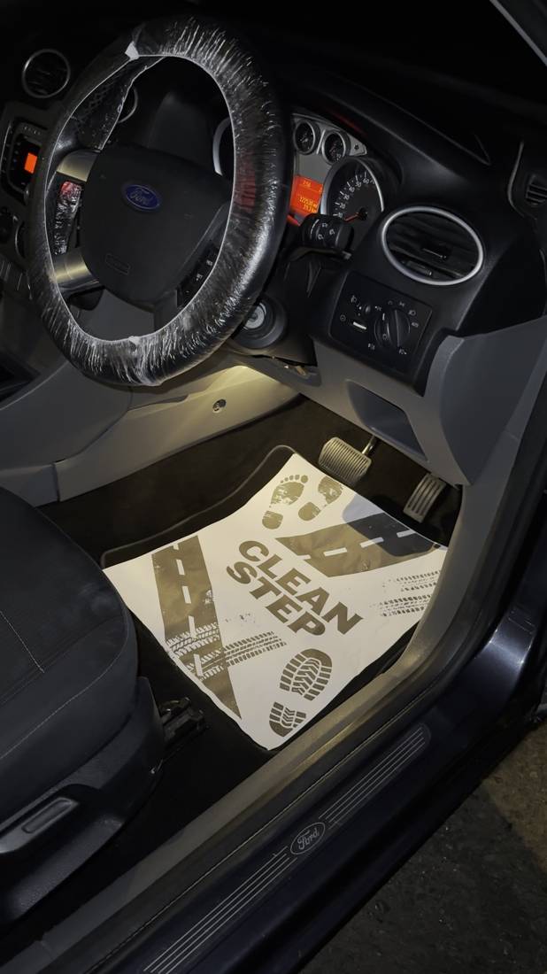 Steering wheel protected before Ford detailing