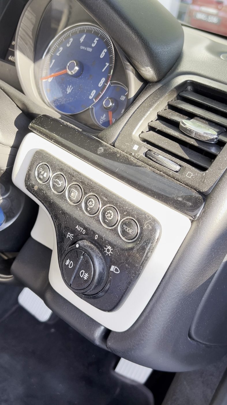 Maserati dashboard before detailing